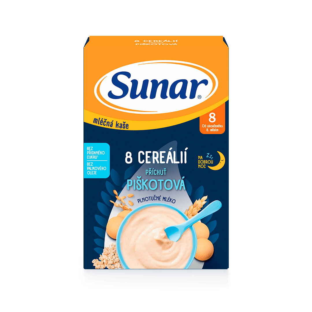 Mléčná kaše 8 cereálií na dobrou noc piškotová
