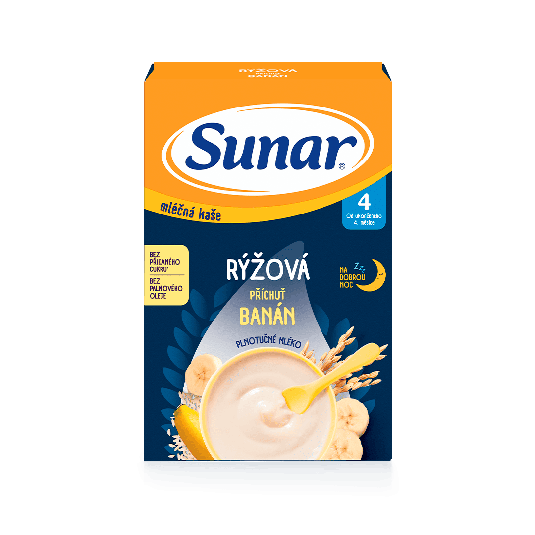 Mléčná rýžová kaše na dobrou noc banánová