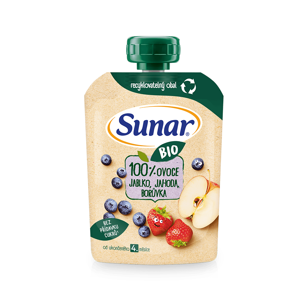 100% ovocie jablko, jahoda, čučoriedka